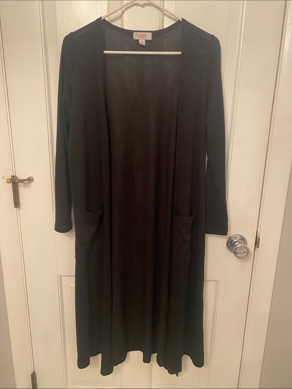 Long black duster cardigan